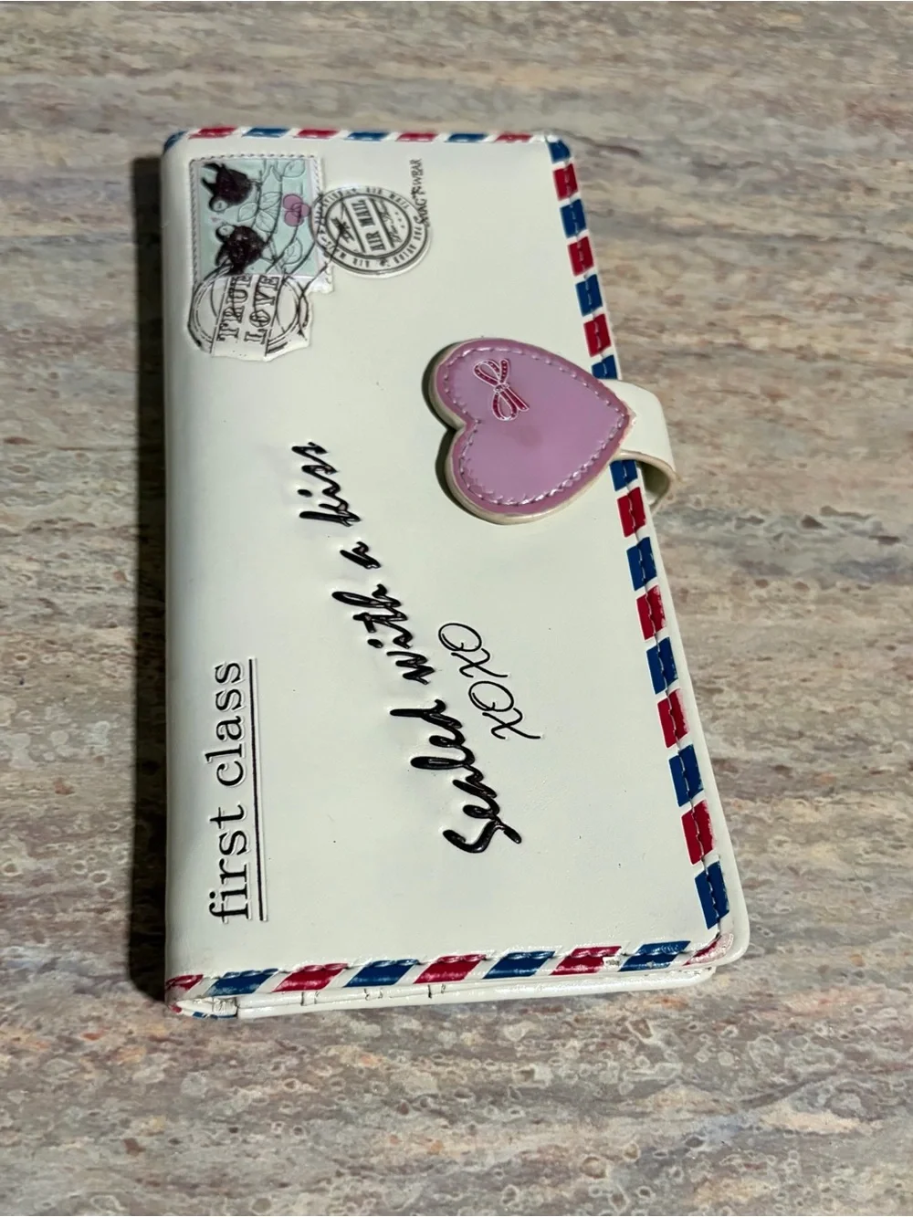 Sealed with a Kiss Ivory and Pink Heart Wallet by Shag Wear Canada